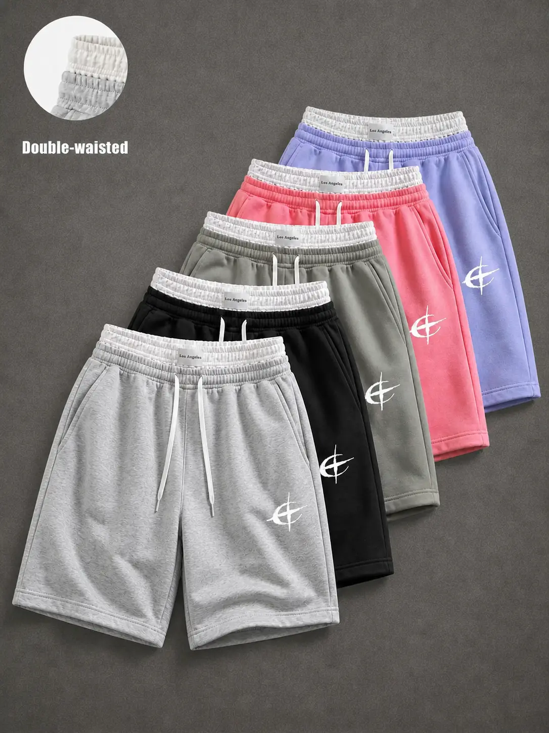 Mens Double Waistband Sweat Shorts, Loose Fit Above‑Knee Athletic Jogger Shorts with Drawstring Pockets, 1/2/3/5 Pack Four‑Way Stretch Casual Lounge Streetwear Shorts, Summer Gym Daily Walking Work Outfit for Men