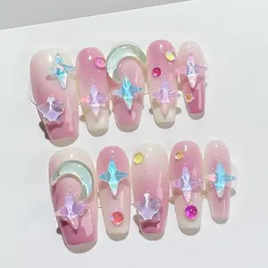 Sugar Fairy Press On Nail Set - Big Gems Girly Design
