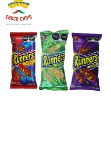 Runners de Barcel! Pick from 3 delicious flavors! Chile Limón, Limon y Sal, Fuego.  Ten bags of 72 grams each Snack chips wholesale mexico