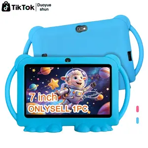 Durable Summer 7-Inch Kids Smart Tablet, 5G WiFi, Full-Body Shockproof Case, HD Screen, Dual Camera, 2-in-1 Study & Office, Online Class Ready, Early Learning Toy for Boys & Girls, Easter/Halloween/Christmas/Birthday Gift (USB Cable, No Adapter)