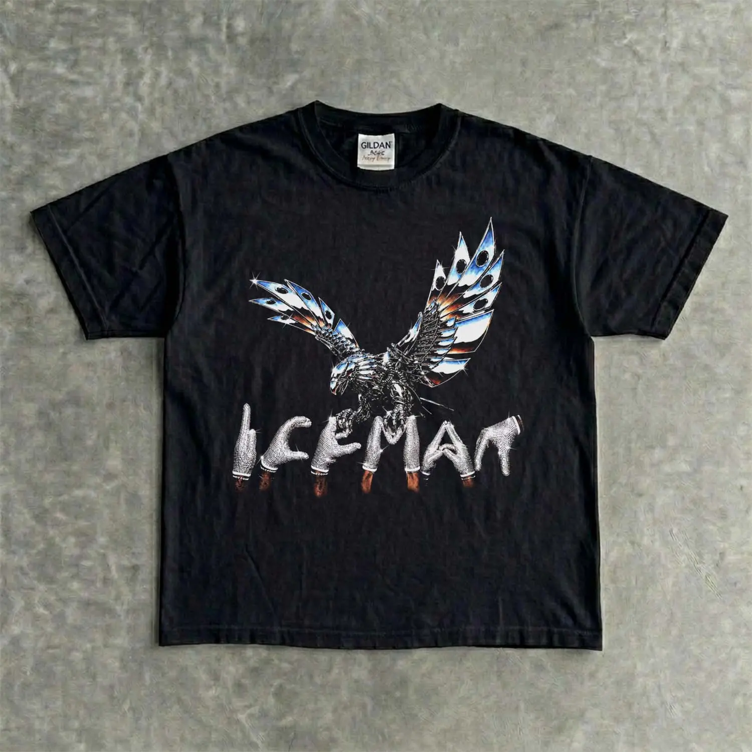 Iceman Graphic T-Shirt | Y2K Chrome Eagle Tee | Vintage Futuristic Streetwear Shirt