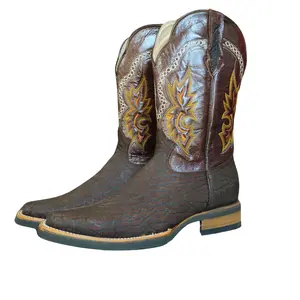 Men's Brown Leather Bullneck Boots - Perfect for Walking and Footwear - Walking Shoes