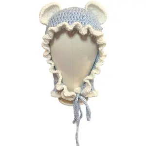 Winter bear bonnet for adults hand crochet winter weather