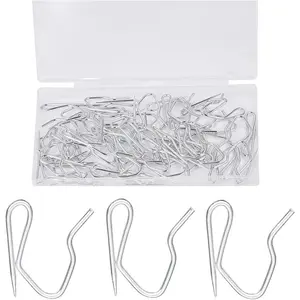 Metal Curtain Hooks, 1.2 inch Rustproof Steel Plated Zinc Hooks Heavy-Duty Offset Pin-On Drapery Hooks For Window Curtain, Door Curtain And Shower Curtain(60 Pack)