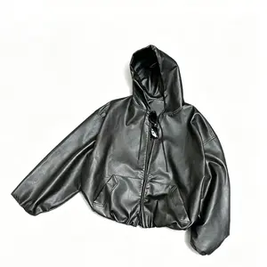 Men’s Spring/Autumn High Street Style Loose Hooded Leather Jacket — Casual Vintage Leather Outerwear