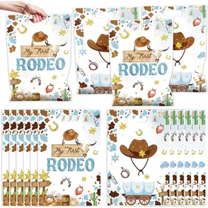Cowboy Party Favors Bags - 50 count Western My First Rodeo Goodie Bags, Bulk  Bag with Handles for Boys 1st Birthday  Shower Party Grab Candy Baggies