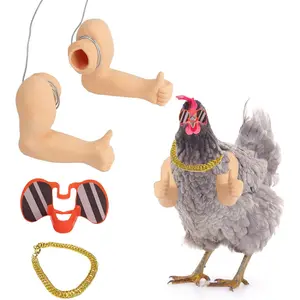 Thumb up Chicken Arms to Put on Chickens,a Funny Chicken Arm Toy with Peepers and Necklace,a Set of Pet Prank Role-Playing Costumes