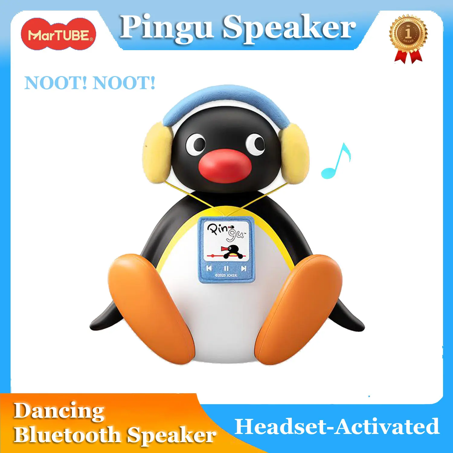 MARTUBE Pingu Portable Bluetooth Speaker Cute Penguin Wireless Mini Speaker Bobble Head Pingu Merch Adorable Gift Fun Desk Decor Birthday Gift Retro Small Portable Audio Sound System for Kids Friends Women Men Home Bedroom Office
