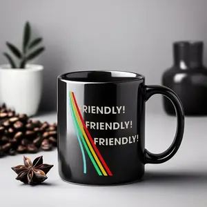 ARC Raiders “Friendly!” Mug, Arc Raiders Gaming Coffee Cup, Scrappy Mug Design, Funny Retro Arcade Raiders Ceramic Mug, Home Office Decor, Cute Extraction Shooter Gift for Gamers