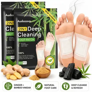 Audozava Ginger & Bamboo Charcoal Foot Detox Patches | 2IN1 Deep Cleansing for Relaxation & Better Sleep (10 PCS)