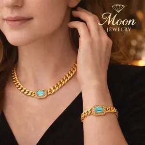 Luxury Gold Necklace & Bracelet Set  Waterproof & Tarnish Free طقم قلادة وسوار ذهب فاخر  مقاوم للماء ولا يتغير لون