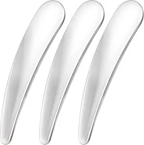 3pcs Mini Stainless Steel Makeup Spatula, Reusable Cosmetic Cream Spatulas Spoon, Skincare Scoop Applicator Facial Massage Beauty Tools for Mixing and Sampling Face Eye Cream- Silver