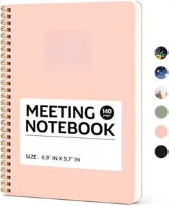 Meeting Notebook for Work Organization - Pink 9.7 x 6.9 in Action Items & Meeting Minutes Planner with Double-Sided Pocket & Premium 100gsm Paper for Efficient Note-Taking
