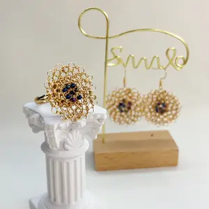 Copper wire handmade crochet earring and ring jewelry set, metal aesthetic, openwork woven design, earrings and rings, original design jewelry, unisex, birthday gift, keepsake, unique niche jewelry gift