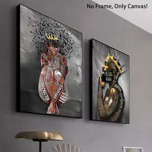 Crown & Letter Pattern Canvas Painting without Frame, Unframed Wall Art, 2 Counts/set Modern Wall Art Painting, Wall Art Decor for Home Living Room Bedroom Office