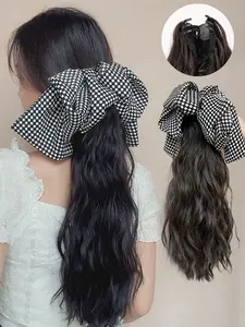 Women's Bow Hair Clip, Large Wave Design, New Style Ponytail Braid, Low Bun Fake Tail, Stylish Accessory