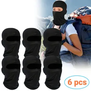 6 Pack Balaclava Ski Face Mask - Full Face & Neck Coverage, Breathable Textile Fabric, Cooling & Windproof with Clear Visor - Multi-Purpose for Cycling, Running, Hiking