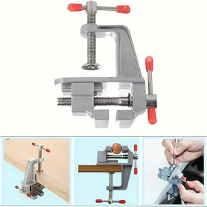 1pc Multi-Functional Aluminum Alloy Bench Vise, Mini Bench Vise, Adjustable Desktop Clamp, Jewelry Electronics Workbench Mini Clamp, Manual Hand Tool, Handheld Work Clamp, Metal Clamp