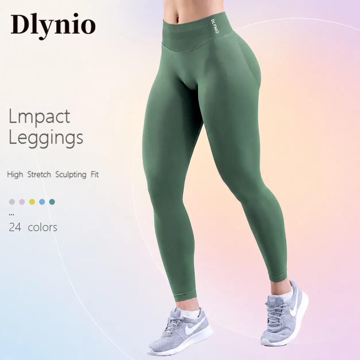 DLYNIO Women's Seamless Nylon-Elastane High-Support Full-Length Workout Leggings, for Gym Sports Fitness Activities