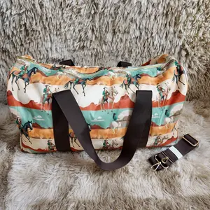 Horse rodeo western printed duffel bag cowgirl cowboy luggage bags