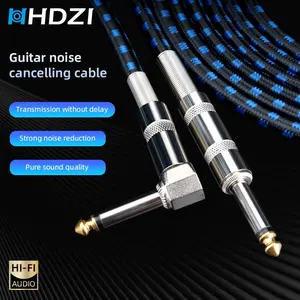 Hhdzi Electric Guitar Noise Reduction Cable, Straight + L-Type 6.35mm Jack, High Shielding, Pure Sound, Stage, Band, Studio Use