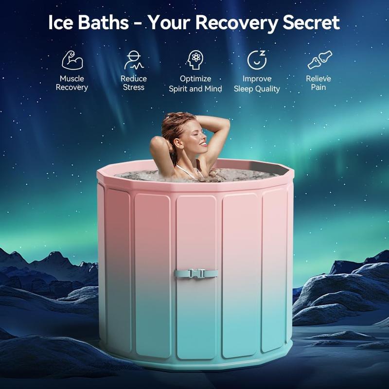 Portable Foldable Ice Bath Tub, Large Size 77 Gal, Fast Muscle Recovery, Home Outdoors Gyms, Quick Opening without Installation, No Water Leakage (Ice/Hot Universal) japanese  soaker  tub