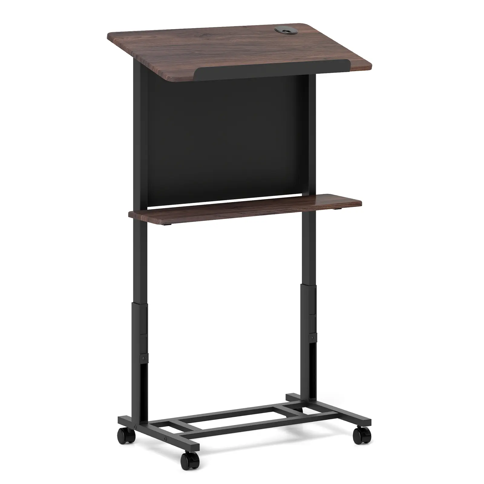 COSTWAY - 40.5-49 Inch Height Adjustable Rolling Podium Stand Lectern Table-Black