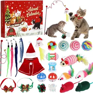 Cat Advent Calendar 2025, 24 Day Countdown to Christmas Cat Gifts with 24pcs Assorted Cat Interactive Toys Countdown Calendar for Kitten Flurry Friends