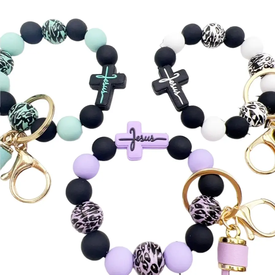 Leopard Cross Wristlets Keychains Leopard Cross Wristlets Keychains