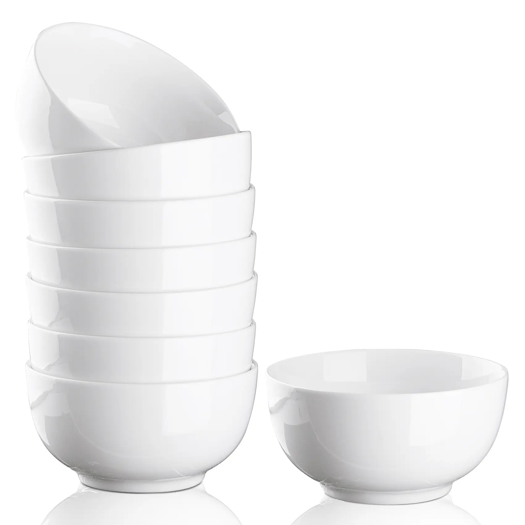 Premium 8-Pack 10 oz Durable Porcelain Bowl Set, White Microwave-Safe Dishwasher-Safe Ceramic Dinnerware Sets for Soup, Salad