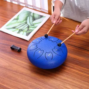 6-Inch 8-Tone Steel Tongue Drum, Beginner C-Key Percussion Instrument, Portable Kit with Bag, Music Book, Drumsticks, Ideal for Camping