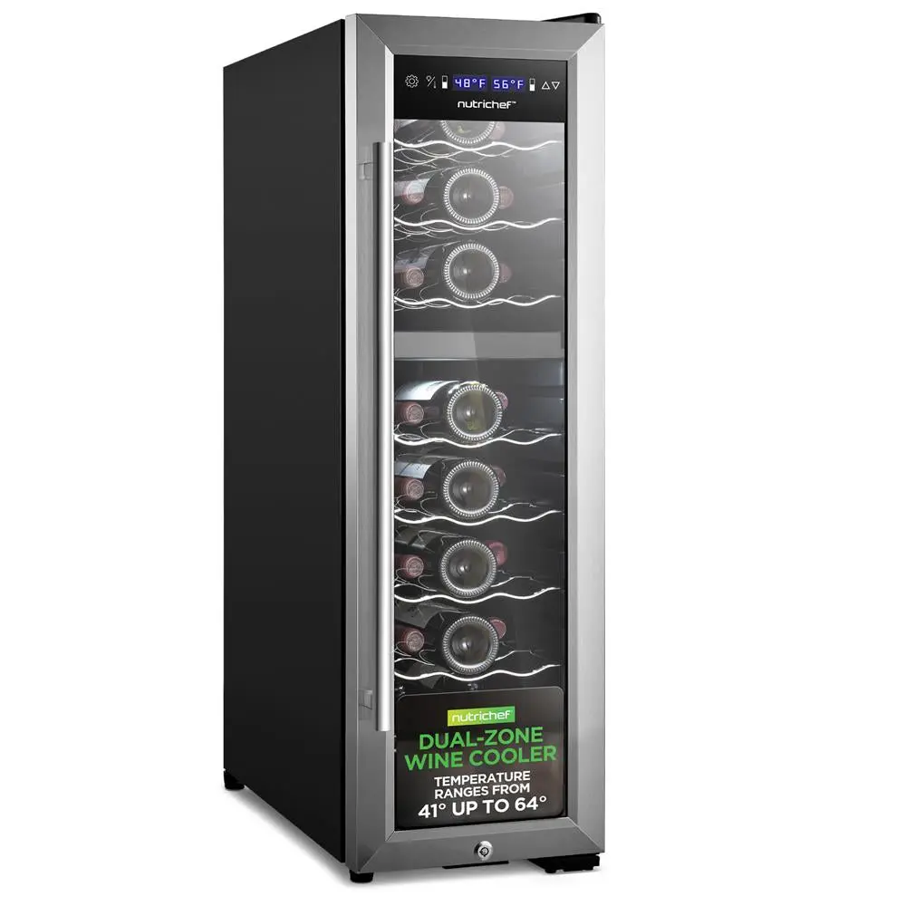 75.4L Dual-Zone Chill 24-Bottle Wine Cooler Refrigerator - Large Household Appliance with Adjustable Temperature, Stainless Steel Handle, LED Light, Silent Operation, Chilled Storage Wine Fridges