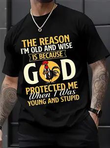 Trendy Men'S T-Shirt Featuring a Creative Rooster Design with The Phrase 'God Bless'. It'S Essential for Sports, Casual Outings, And Outdoor Adventures. Easy to Wash in a Machine, It'S Both Easy And Adaptable, with Local Delivery Available