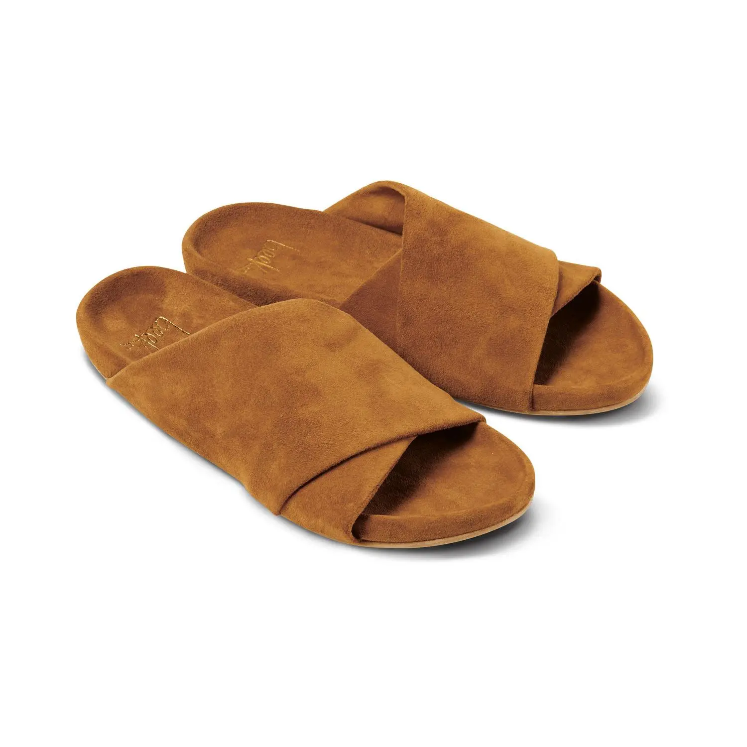 beek KEA Suede Slide Sandals - Caramel Women's Summer Walking Shoes with Memory Foam Footbed & Rubber Outsole for Enhanced Grip