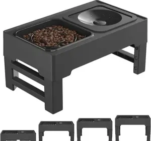GOYJOY Elevated Dog Bowls for Dogs and Cats Adjustable 4 Heights Raised Dog Bowl Stand with Slow Feeders, Anti Slip No Spill Dog Water Bowl for Small Medium Large Dogs & Pets.