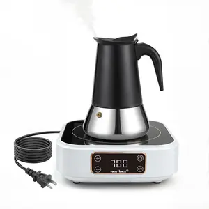 Abangdun 700W Induction Cooktop with Stovetop Espresso Maker, 4 Cup Moka Pot, 2026 New 120V Portable Mini Countertop Induction Burner Electric Hot Plate for Small Kitchens, Travel, RV, Camping Skillet Outdoor – Quick Heat for Coffee, Tea