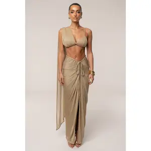 Gold Noelia Metallic Slit Skirt