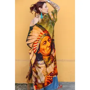 Endless Color Hi Low Y2K Linen Tunic with Moon Applique Raw Edges Lightweight Fit One Size Fits 4 to 16 Autumn Style