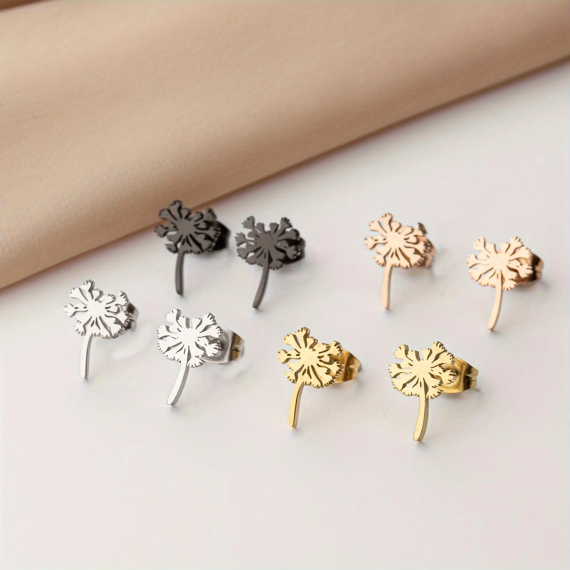 Small Dandelion Puff Stud Earrings for Women, Dainty Whimsical Look, Copper Base & Stainless Steel, Meaningful Jewelry Gift