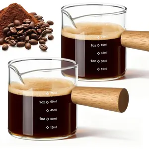 Espresso Cups Set of 2, Espresso Shot Cups, 75ML V-Shaped Mouth Espresso Shot Glass, with Handle and Scale, Coffee Bar Accessories,  for Making Coffee, Drinks, Etc.