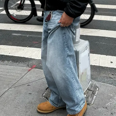 Men's New Loose Light Wash Washed Blue Casual Plain Denim Jeans for Casual Wear, Simple Design for All Seasons Comfortable Fit Durable Fabric Pocket Streetwear Pants Fashion Casual Jeans Casual Friday Jeans Casual Jean Style