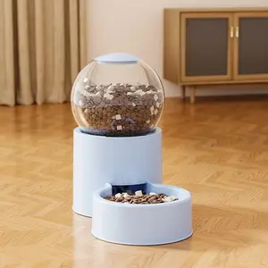 Automatic Cat Feeder with Gravity Feed System, Modern Design, Transparent Dome Lid, Durable Food Storage