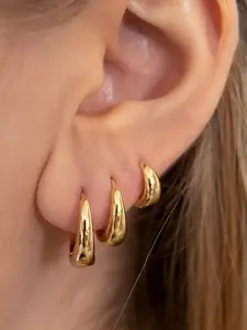 Simple Round Earrings, Fashionable Stainless Steel Chain, Casual Style, All Seasons, Valentine's Day Gift