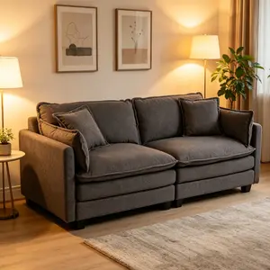 Modern 2seats 77.95" Sectional Sofa with Waist Pillows, 2-seat Upholstered Symmetrical Sofa Furniture, Sleeper Sofa Couch with Chaise Lounge for Living Room, Apartment, 3 Color