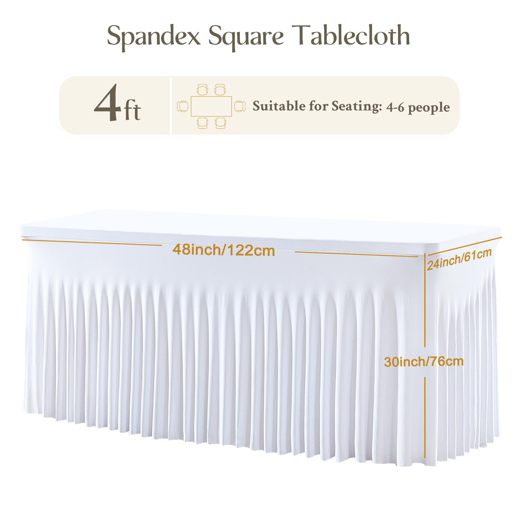 4/6/8FT Spandex Tablecloths for Rectangle Tables Wrinkle Free Washable  Table Cloth Rectangle Stretch Fitted Table Cover with Skirt for Wedding Birthday Party Banquet Baby Shower Buffet Event Summer Vibes Outdoor Fun