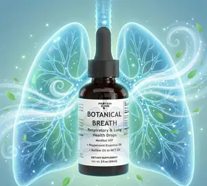 Protein Zone Botanical Breath Respiratory & Lung Health Drops - Natural Lung Support with Mullein Oil Menthol Peppermint Orange Peel & Lavender - 2 fl oz Liquid Supplement