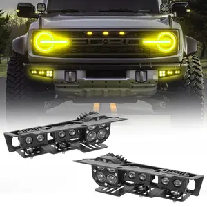 Bronco 6-Light 116W LED Flood Beam Fog Lights Kit with Remote Control (2Pcs/Set), Led Lights, Acrylic