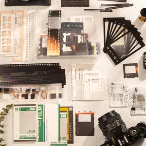 94Pcs Vintage Photo Themed Scrapbooking Kits, Movie Film Scrapbook Kit for Film Stickers and Journaling Supplies , Waterproof Album Tape Stickers for Journal Collage, Planner, DIY Craft Collage Album