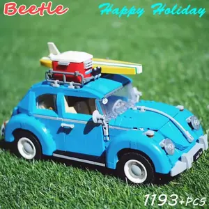 1167PCS Creative 1960s Retro Blue Beetle Camper Car Building Blocks Assemble Bricks Vehicle Toy Gift For Adult Children Compatible 10252