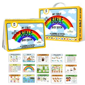 Bible Busy Book for Toddlers Ages 3 and Up - Montessori Sensory Toys Busy Board Homeschool Preschool Learning Activities - Gifts for 3 Year Old Boys - 4 Year Old Girls Birthday Gifts Easter Baptism